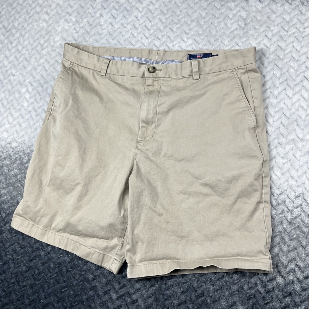 Vineyard Vines Breaker Shorts Men 38 Khaki 9 Inch Stretch Solid Chino Bermuda